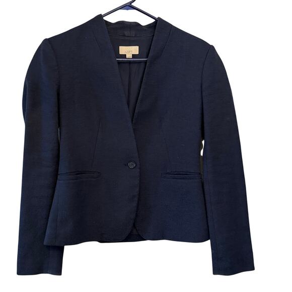 LOFT Jackets & Blazers - Women's Loft Navy Blazer One Button Work Office Suit Jacket Coat Sz 2